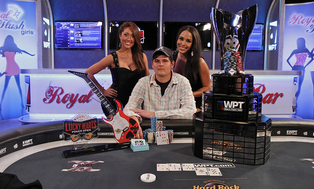 Matt Juttelstad with two of the Royal FLush Girls
