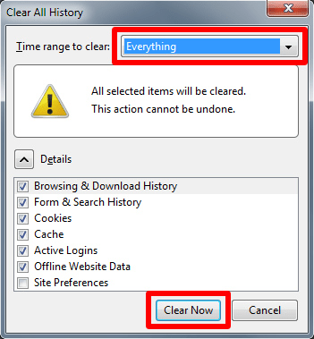 Firefox Clear all history Firefox Clear all history