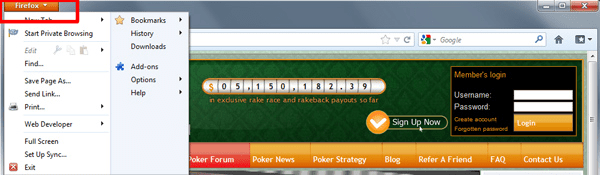 Firefox Menu Firefox Menu