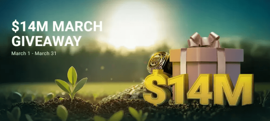GGPoker $14M March Giveaway – Leaderboards, WSOP tickets, and Main Event packages.
