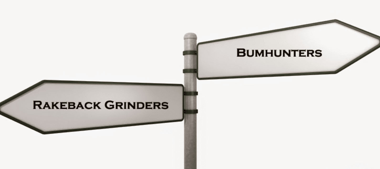 A symbolic fork in the road showing two outdated poker strategies—'rakeback grinders' and 'bumhunters'—reflecting the industry's move toward sustainable poker ecosystems.