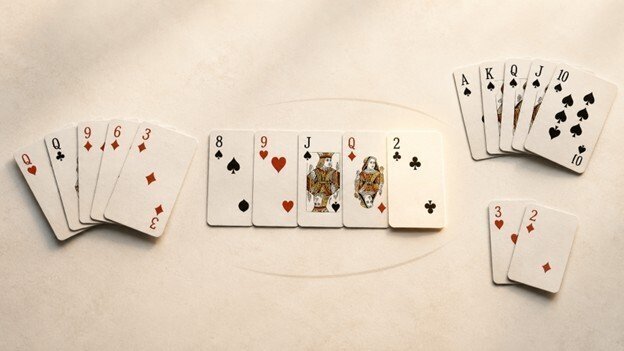 Poker hand recognition card layout